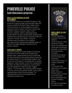 Pineville Police Safe Outcomes Flyer