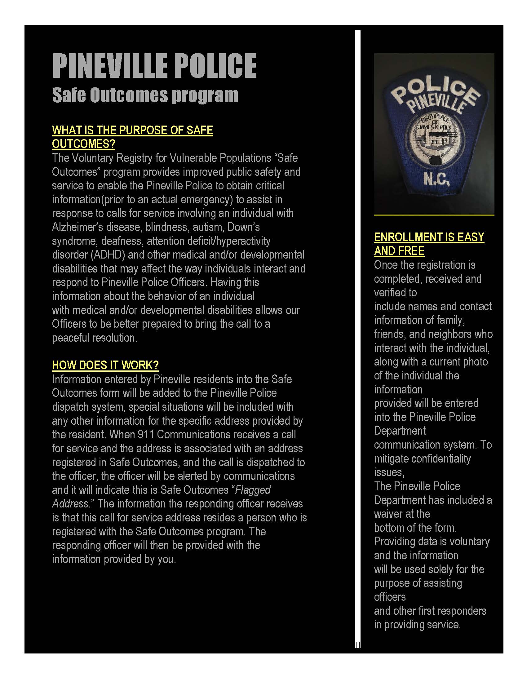 Police Incentive Program Form Police - Town of Pineville, NC